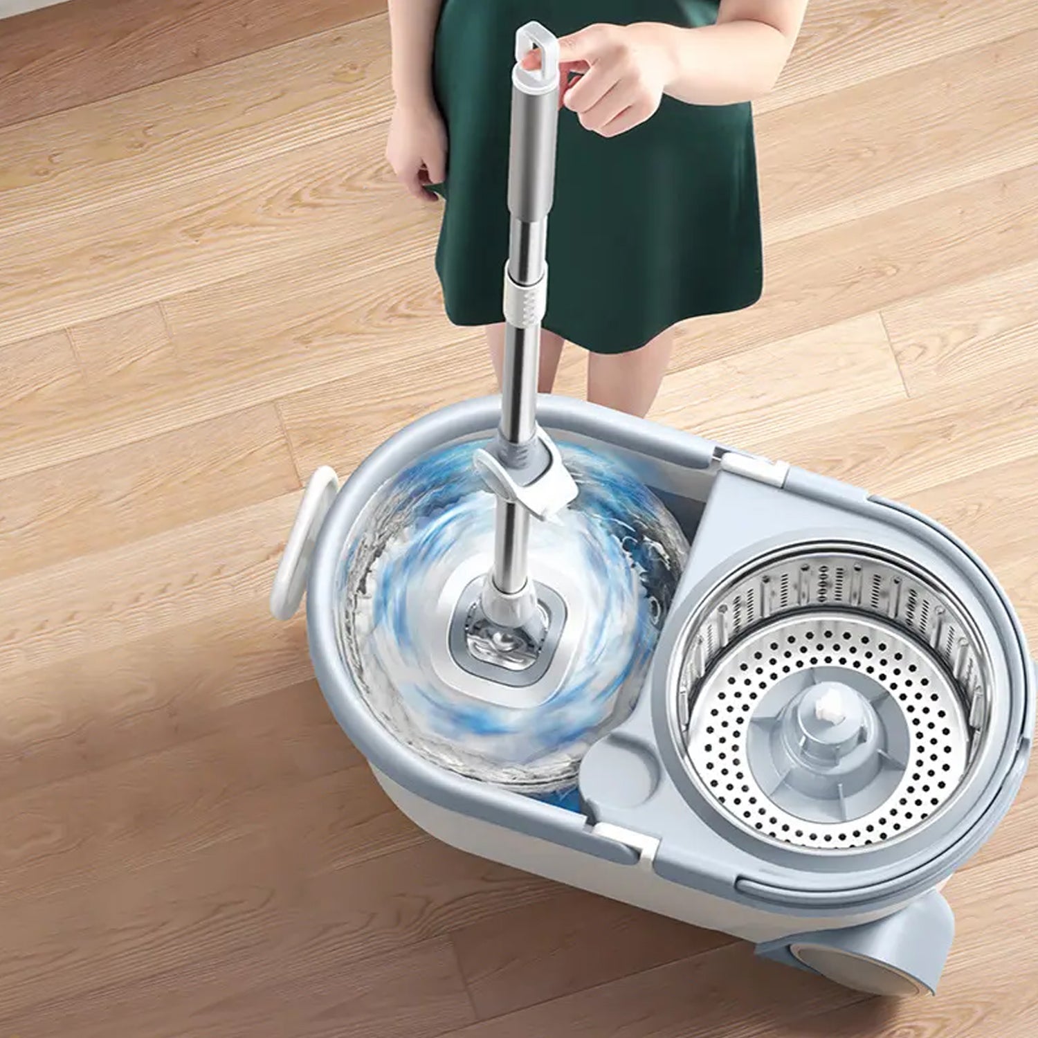 1184 Quick Spin Mop With Steel Spin, Bucket Floor Cleaning, Easy Wheels & Big Bucket, Floor Cleaning Mop with Bucket DeoDap 1184 Quick Spin Mop With Steel Spin, Bucket Floor Cleaning, Easy Wheels & Big Bucket, Floor Cleaning Mop with Bucket DeoDap